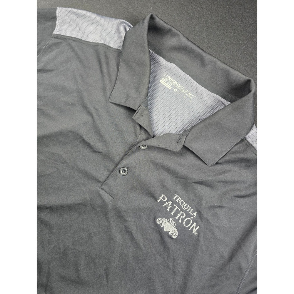 Nike Golf Dri-FIT Polo Shirt Mens XL Gray Tequila Patron Logo Mesh Performance
